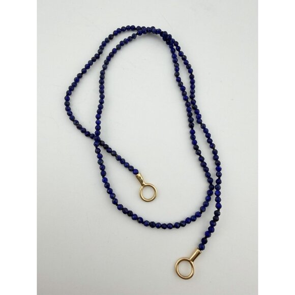 Marla Aaron Itty Bitty Strand with Lapis Chain Necklace 14k Rose Gold Loops - Picture 7 of 8